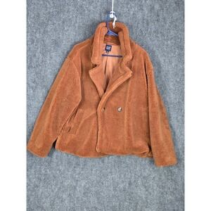 GAP Womens XL‎ Teddy Bear Faux Fur Cozy Warm Coat Jacket Brown Casual Oversized